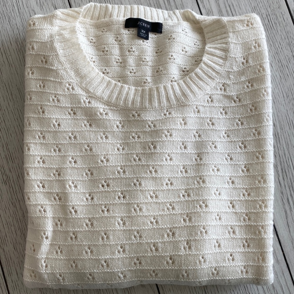 J Crew Cream Eyelet Sweater 3X